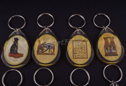 Wholesale Group of 12 Egyptian Commemorative KeyChain Keyring-Ramses Keychain-Eye Of Horus Keychain -  Nekhbat Keyring- Eye Of Horus Keyring