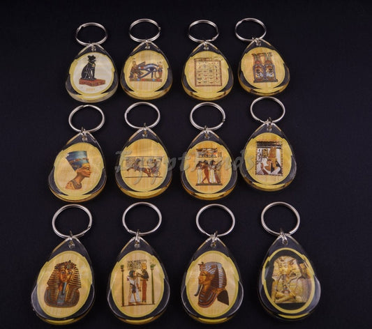 Wholesale Group of 12 Egyptian Commemorative KeyChain Keyring-Ramses Keychain-Eye Of Horus Keychain -  Nekhbat Keyring- Eye Of Horus Keyring