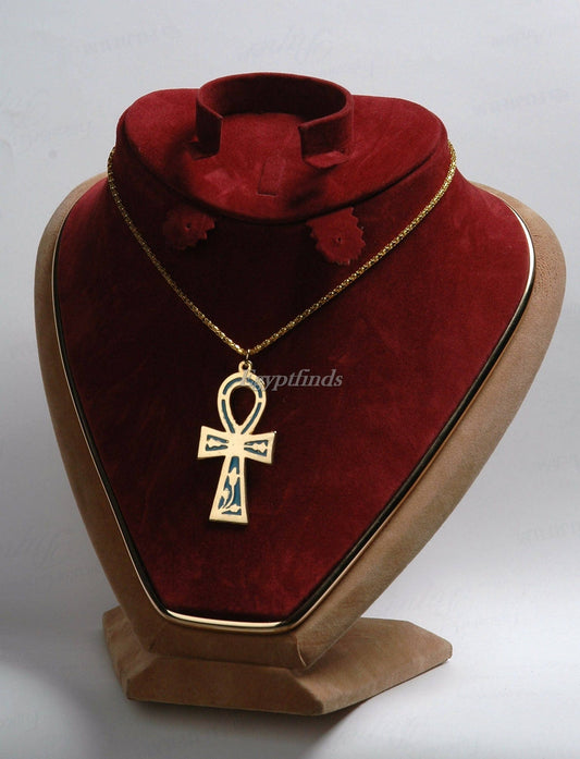 Ethnic Egyptian Brass Colored Enamelled Ankh Life Key Necklace Key Of Life jewelry Life Key Necklace