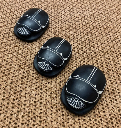 Group Of 3 Black Outstanding Black Scarabs Khepri The Sacred Beetle Statue