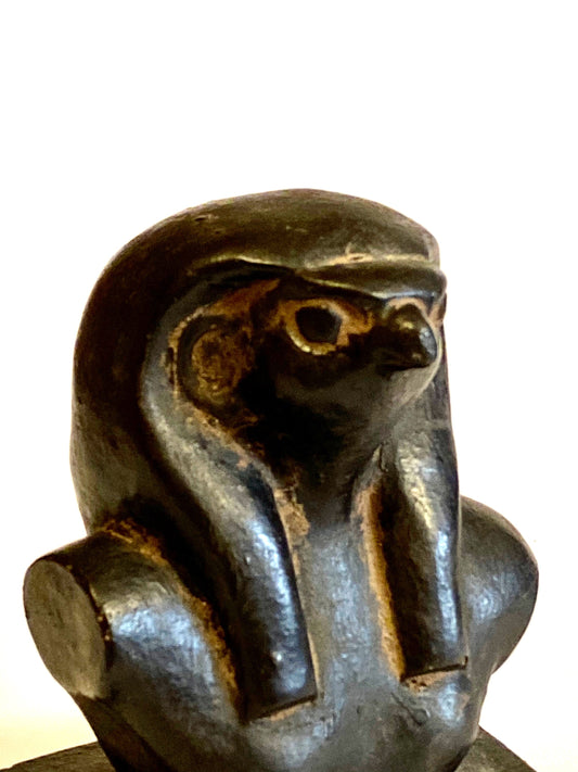 Superb Ancient Egyptian Horus Falcon On Hieroglyphic Base Commemorative Statue