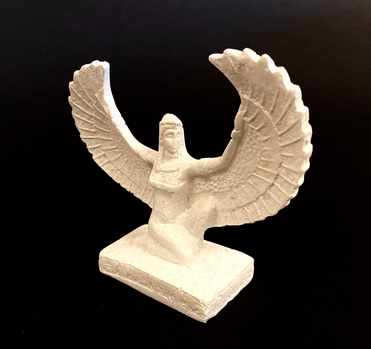 Gorgeous Commemorative Alabaster Ancient Egyptian Goddess Isis Statue Winged Isis Statue