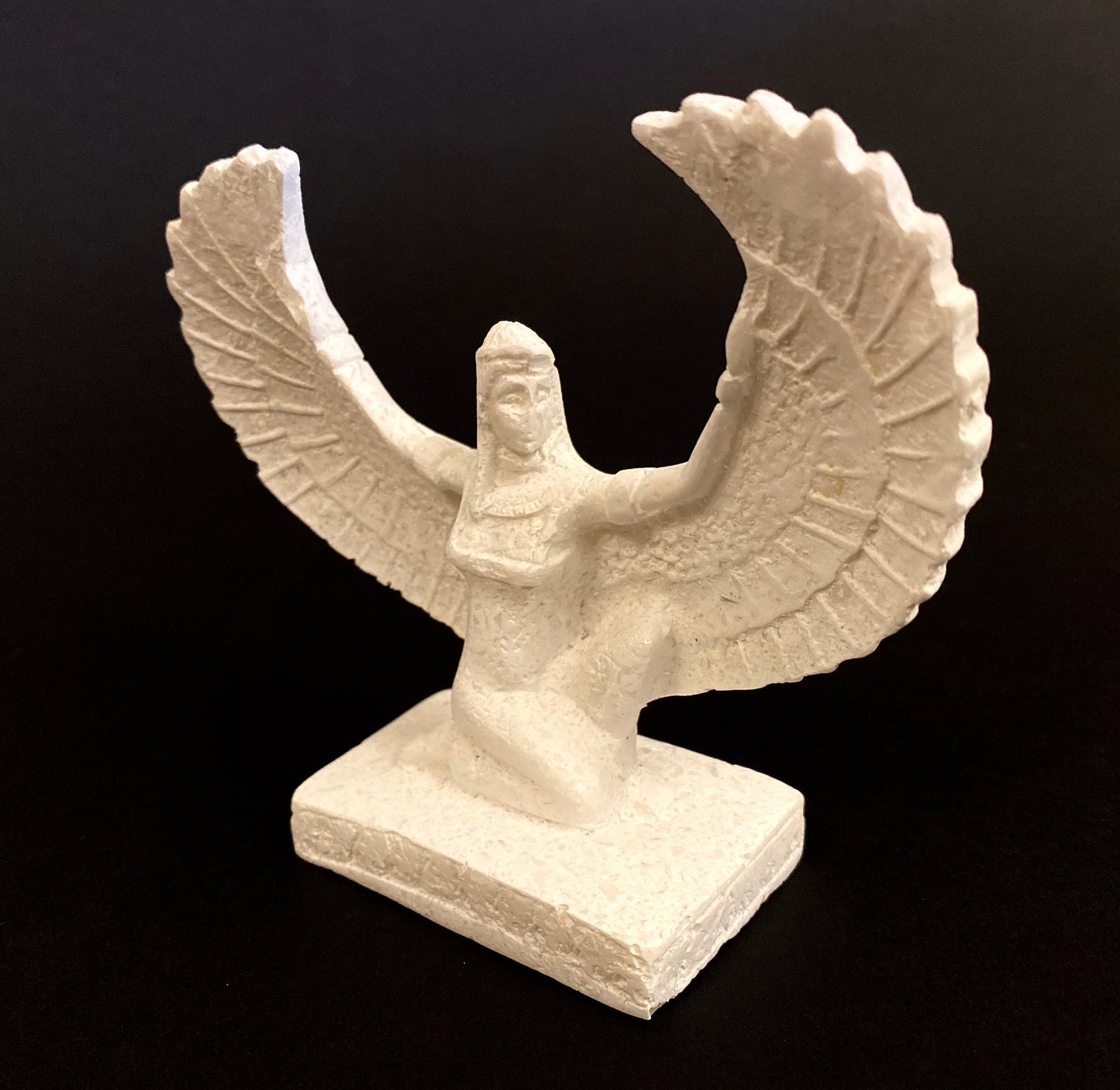 Gorgeous Commemorative Alabaster Ancient Egyptian Goddess Isis Statue Winged Isis Statue