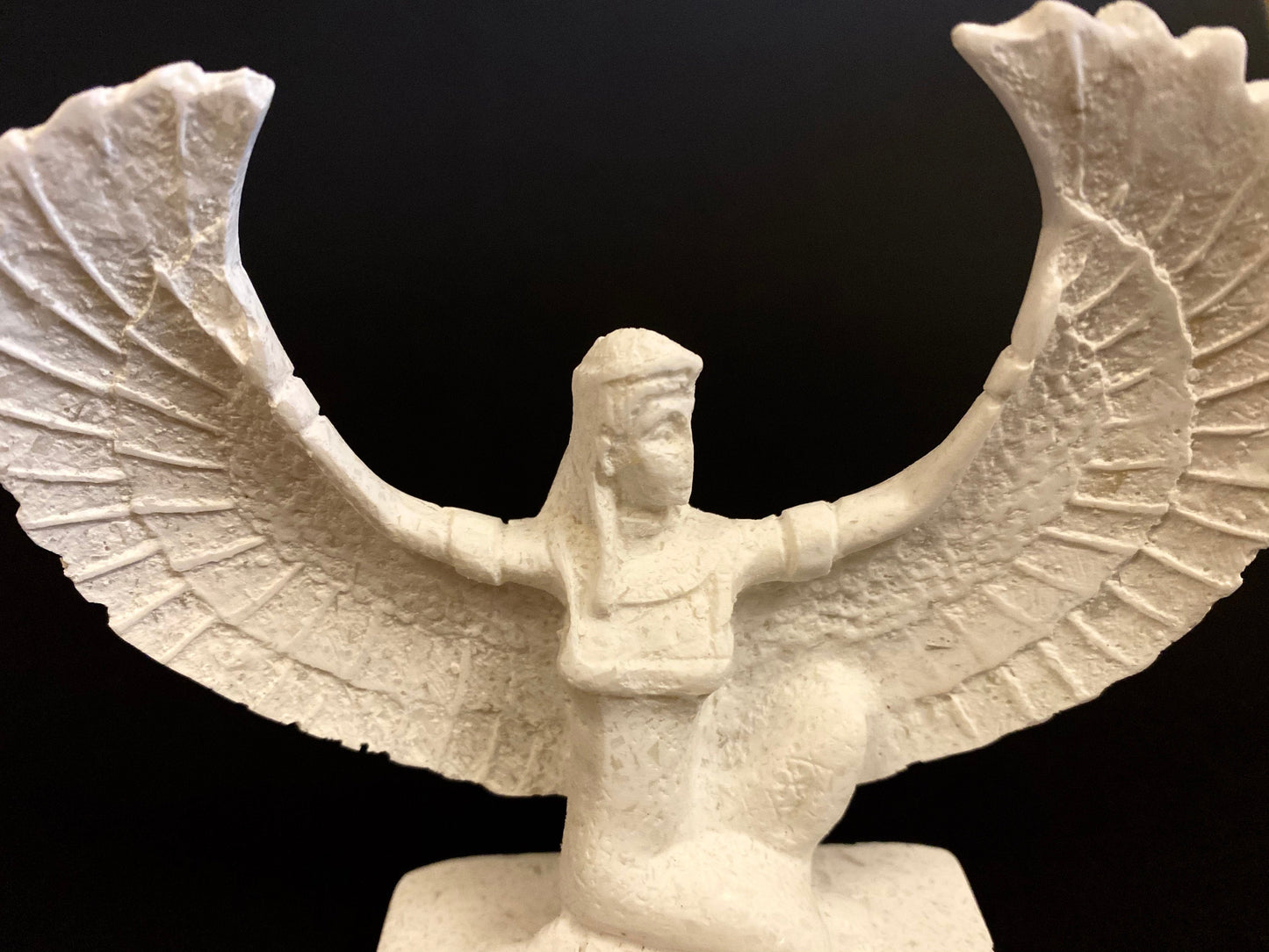 Gorgeous Commemorative Alabaster Ancient Egyptian Goddess Isis Statue Winged Isis Statue