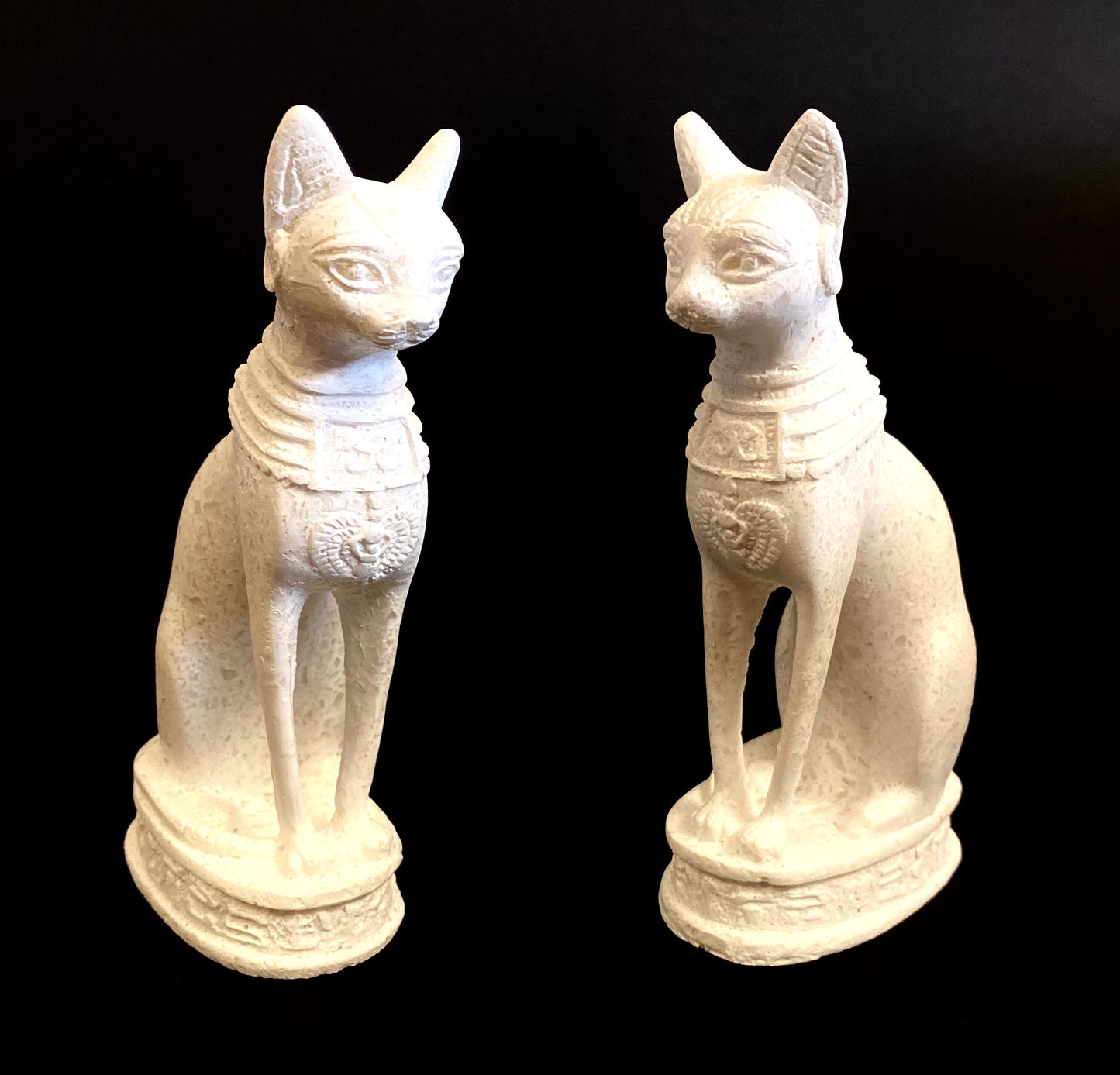 Group Of Two Majestic Ancient Egyptian Goddess Bastet Bast Cat Statues  SALE