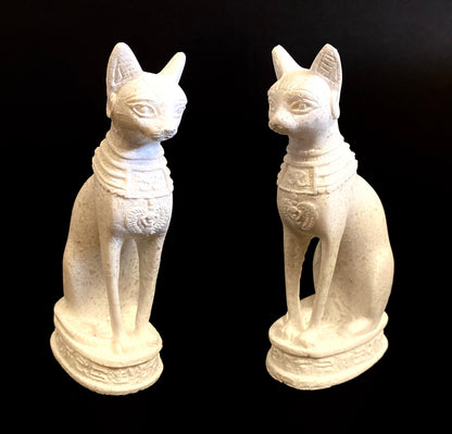 Group Of Two Majestic Ancient Egyptian Goddess Bastet Bast Cat Statues  SALE