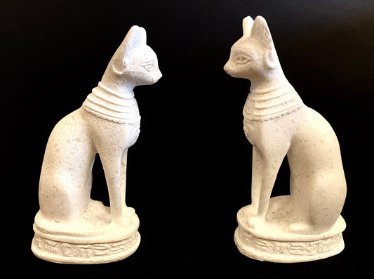 Group Of Two Majestic Ancient Egyptian Goddess Bastet Bast Cat Statues  SALE