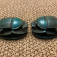 Outstanding Group Of Two Glazed Faience Scarabs Beetle Statue with Hieroglyphic On