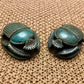 Outstanding Group Of Two Glazed Faience Scarabs Beetle Statue with Hieroglyphic On