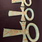 Magnificent Group Of 3 Faience Glazed Ankh Life Key Figures With Eye Of Horus On