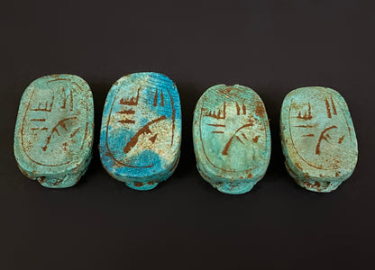 Group Of 4 Commemorative Fabulous Hand Carved Steatite Scarabs Beetles