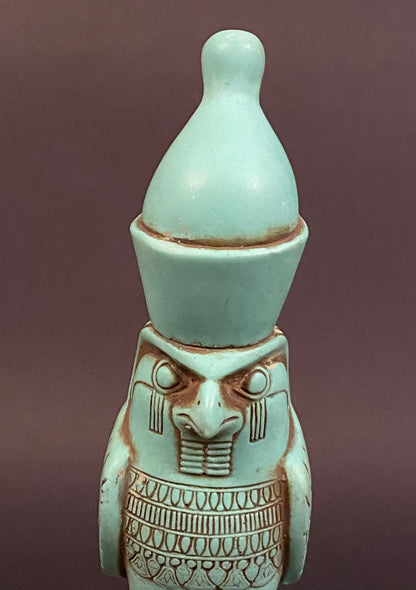 Huge Gorgeous Commemorative  Egyptian God Horus as Flacon Wearing Crown Statue