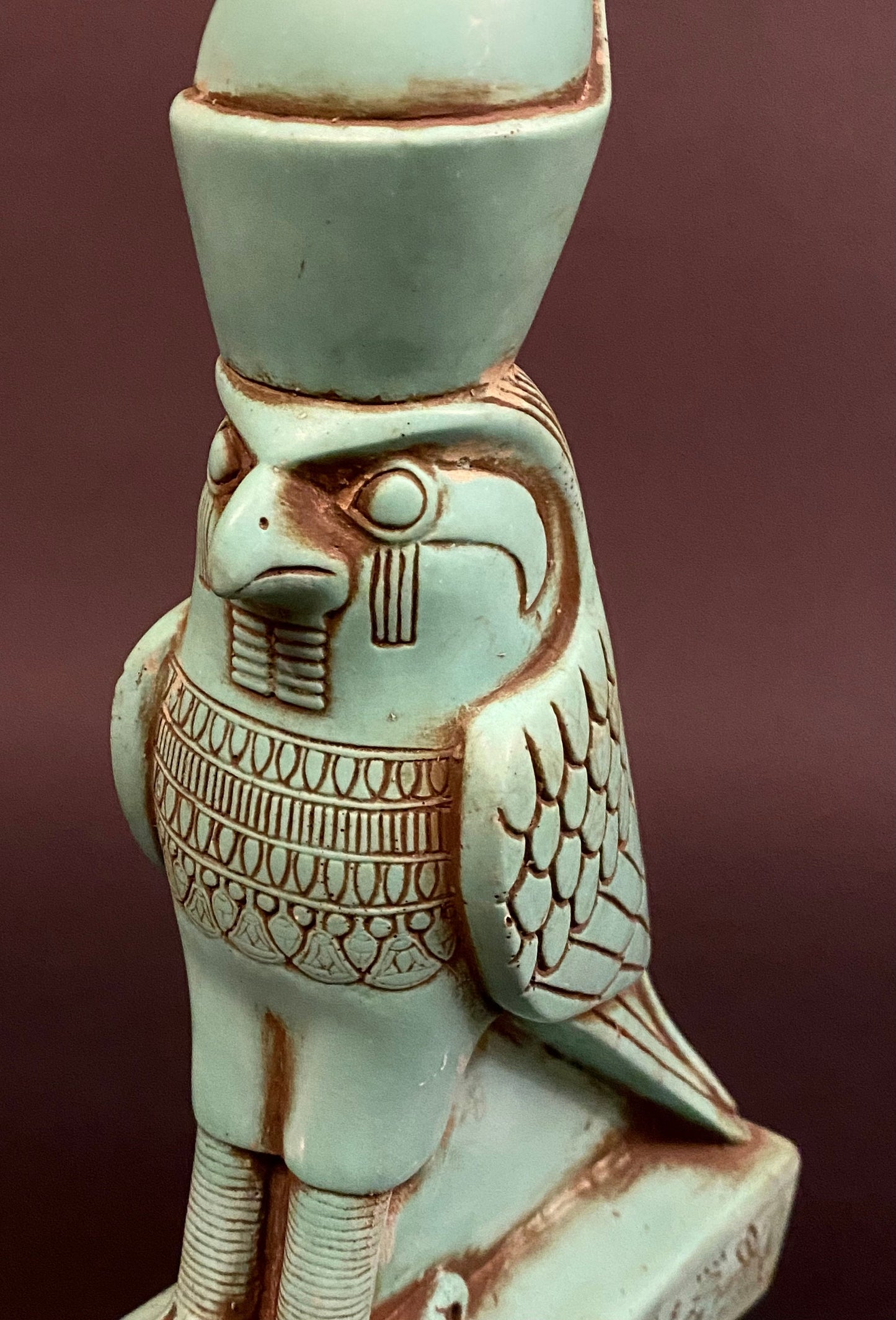 Huge Gorgeous Commemorative  Egyptian God Horus as Flacon Wearing Crown Statue