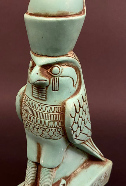 Huge Gorgeous Commemorative  Egyptian God Horus as Flacon Wearing Crown Statue