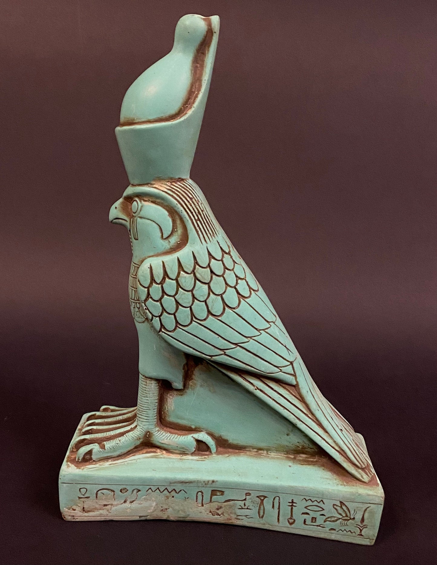 Huge Gorgeous Commemorative  Egyptian God Horus as Flacon Wearing Crown Statue
