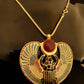 Amazing Egyptian Large Enameled 24K Gold Plated  Winged Scarab Necklace Scarab Jewelry 24K gold Plated Scarab Pendant Khepri Necklace