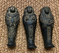 Unique Rare Group Of 3 Aswan Clay Pottery Ancient Egyptian Ushabti Statues Handcrafted In Egypt