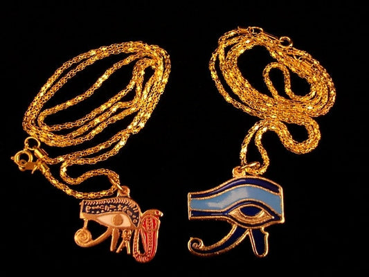 Wholesale Group Of Two Egyptian Solid Brass enamelled eye of horus necklaces - eye Of Horus Jewelry wedjat eye Necklace udjat eye Necklace