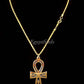 Egyptian Brass Black Enamelled Ankh Key of Life Necklace