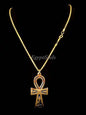 Egyptian Brass Black Enamelled Ankh Key of Life Necklace