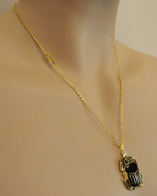 Ethnic Egyptian Black Scarab Necklace Scarab Necklace Scarab Pendant Scarab Charm Scarab Jewelry