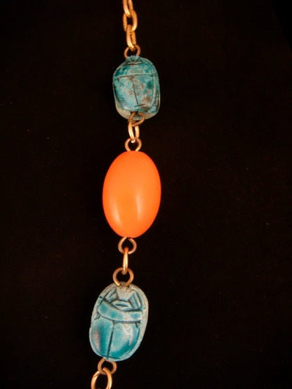 Vintage Ethnic Egyptian Scarab Necklace Scarab Collar Scarab Pendant Scarab Charm Scarab Jewelry Scarab Sacred scarab Khepri Necklace