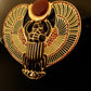 Amazing Egyptian Large Enameled 24K Gold Plated  Winged Scarab Necklace Scarab Jewelry 24K gold Plated Scarab Pendant Khepri Necklace