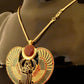 Amazing Egyptian Large Enameled 24K Gold Plated  Winged Scarab Necklace Scarab Jewelry 24K gold Plated Scarab Pendant Khepri Necklace