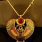 Amazing Egyptian Large Enameled 24K Gold Plated  Winged Scarab Necklace Scarab Jewelry 24K gold Plated Scarab Pendant Khepri Necklace