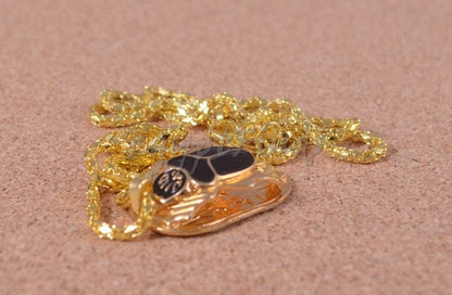 Egyptian 24K Gold Plated Enamelled Scarab Beetle Lucky Charm Necklace Scarab beetle Necklace Scarab beetle Pendant Khepri Necklace