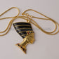 Large Egyptian 24K Gold Plated Enameled Queen Nefertiti Bust Necklace Nefertiti Jewelry Nefertiti Charm Nefertiti Bust Nefertiti Necklace