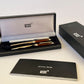 Two Montblanc Meisterstuck Solitaire Citrine Classique Ballpoint And Rollerball Set