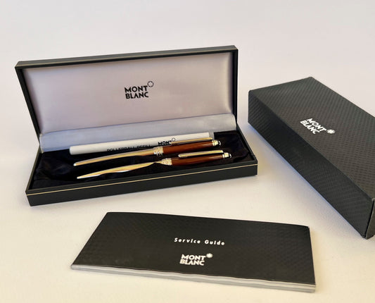 Two Montblanc Meisterstuck Solitaire Citrine Classique Ballpoint And Rollerball Set