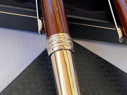 Two Montblanc Meisterstuck Solitaire Citrine Classique Ballpoint And Rollerball Set