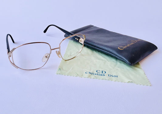 Vintage80s CHRISTIAN DIOR 2619 Oversized Gold Tone Made In Austria Glasses Frames