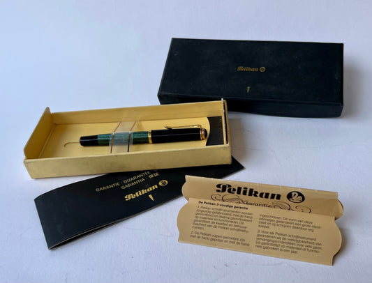 Vintage Pelikan M400 Souveran Striped Fountain Pen 14k-585 NIB 90's Full Set