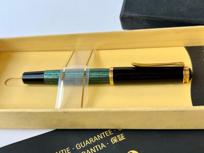Vintage Pelikan M400 Souveran Striped Fountain Pen 14k-585 NIB 90's Full Set