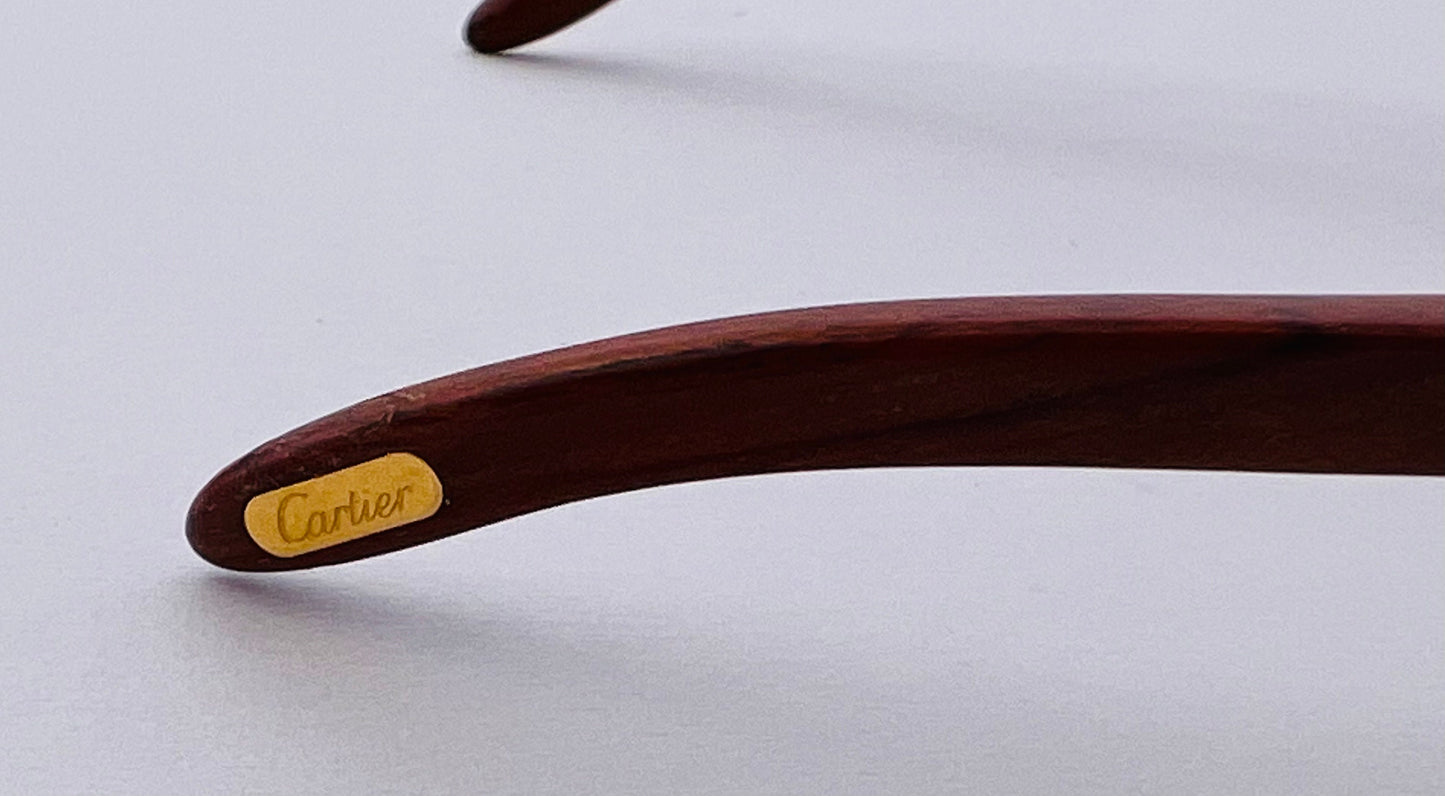 Vintage CARTIER Giverny GOLD & Bubinga Wood Sunglasses Rare special Lenses 52 18 130 Sunglasses