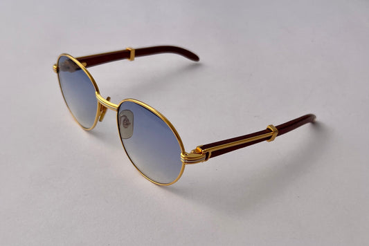 Vintage CARTIER Giverny GOLD & Bubinga Wood Sunglasses Rare special Lenses 52 18 130 Sunglasses