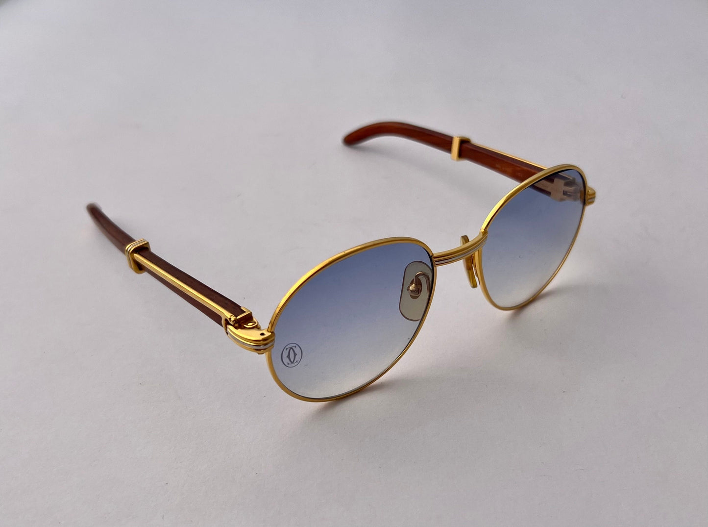 Vintage CARTIER Giverny GOLD & Bubinga Wood Sunglasses Rare special Lenses 52 18 130 Sunglasses