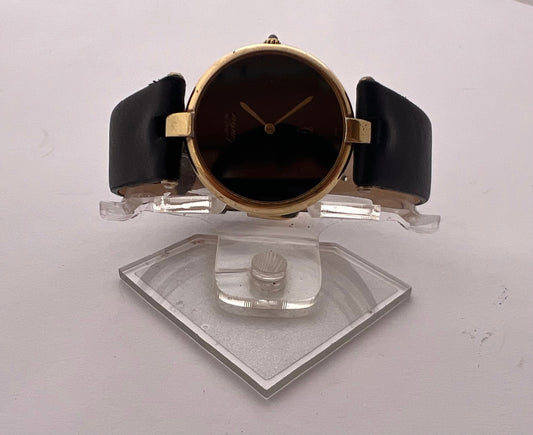 Cartier Must de Cartier Vendome Argent 925 Rare Black Dial 30 mm Watch In Original Box 90's