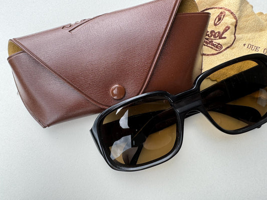 Rare Vintage Persol Ratti meflecto 6659 Sunglasses 56mm Black Wide Arms 80s Retro  GENUINE ITALY Original lenses  SALE