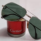 Excellent Vintage Cartier Aviator Titanium 56MM Medium Santos Sunglasses FRANCE