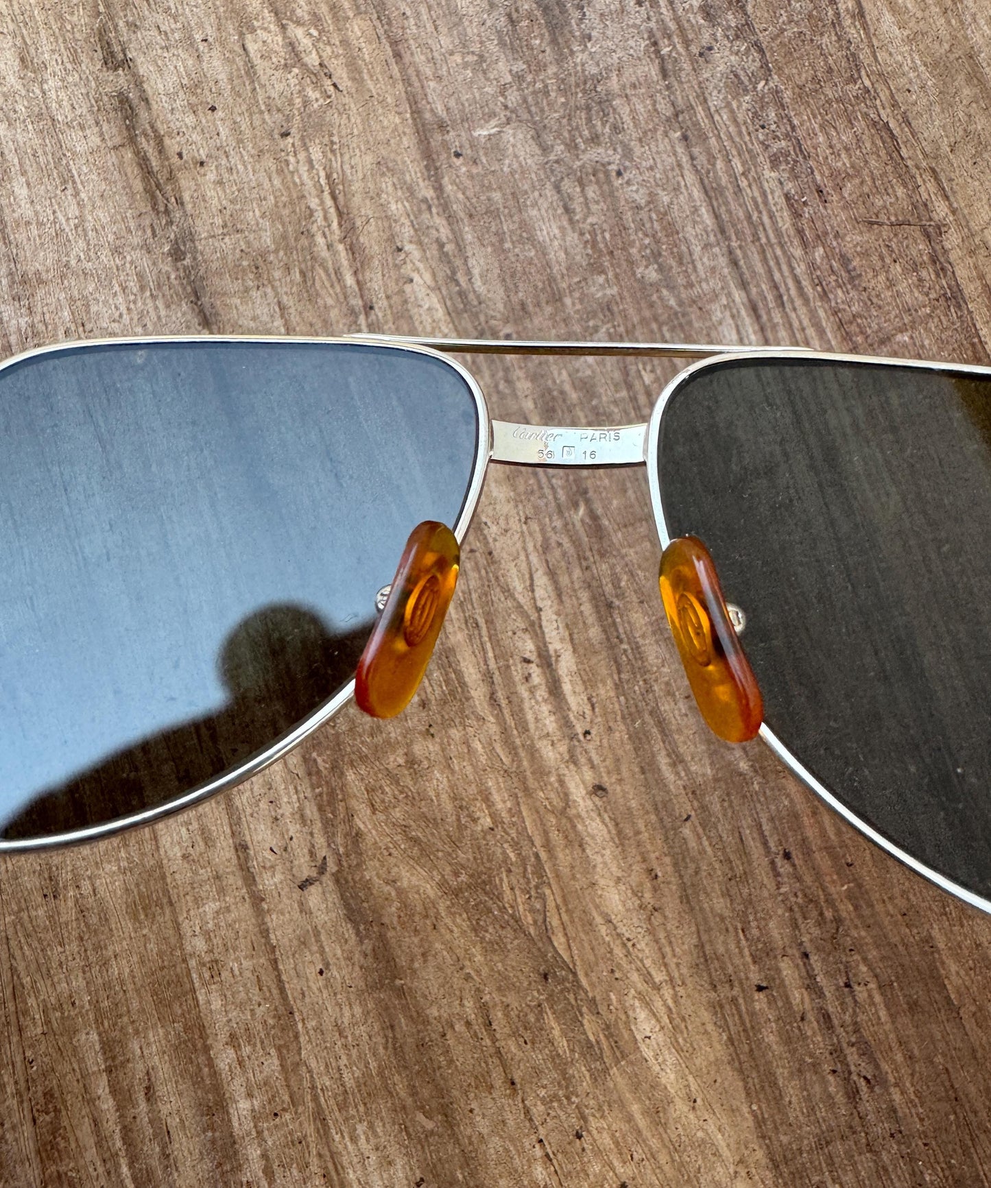 Excellent Vintage Cartier Aviator Titanium 56MM Medium Santos Sunglasses FRANCE