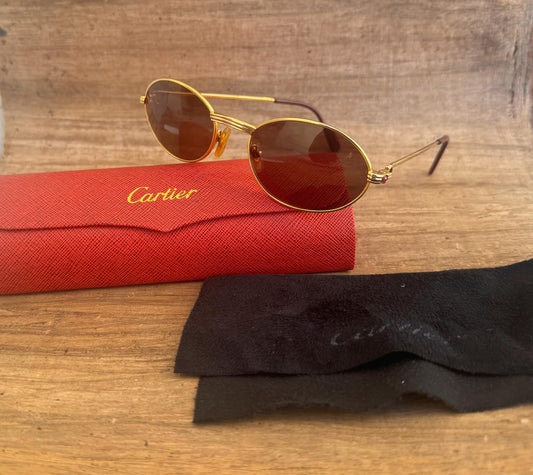 Vintage Cartier Saint Honore Limited Series Sunglasses W/Sapphire Ruby Stone