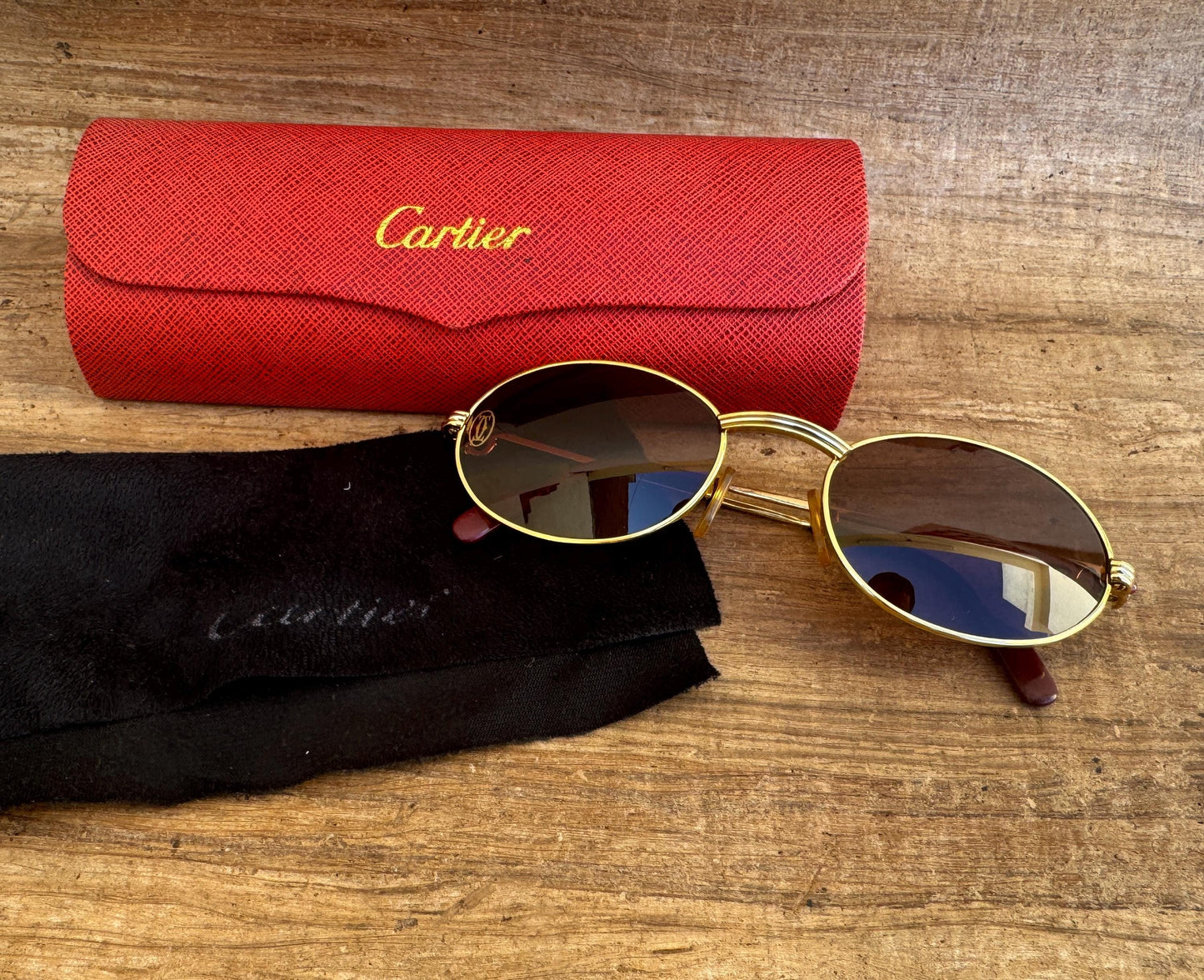 Vintage Cartier Saint Honore Limited Series Sunglasses W/Sapphire Ruby Stone