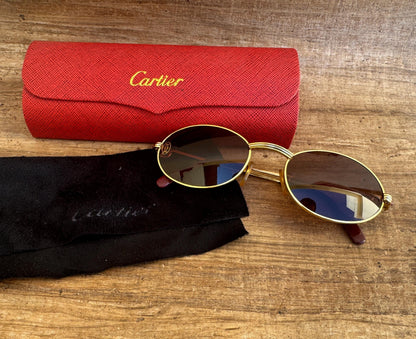 Vintage Cartier Saint Honore Limited Series Sunglasses W/Sapphire Ruby Stone