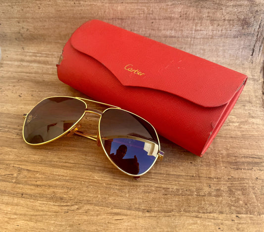 Vintage Cartier Vendome Santos Sunglasses Laque Paris Brown Cartier lenses