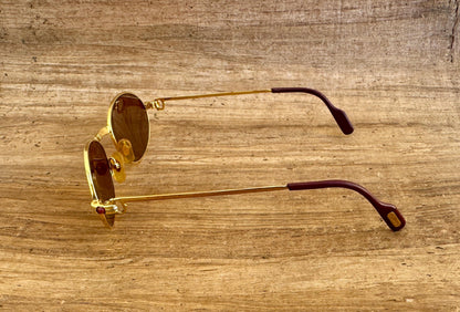 Vintage Cartier Saint Honore Limited Series Sunglasses W/Sapphire Ruby Stone