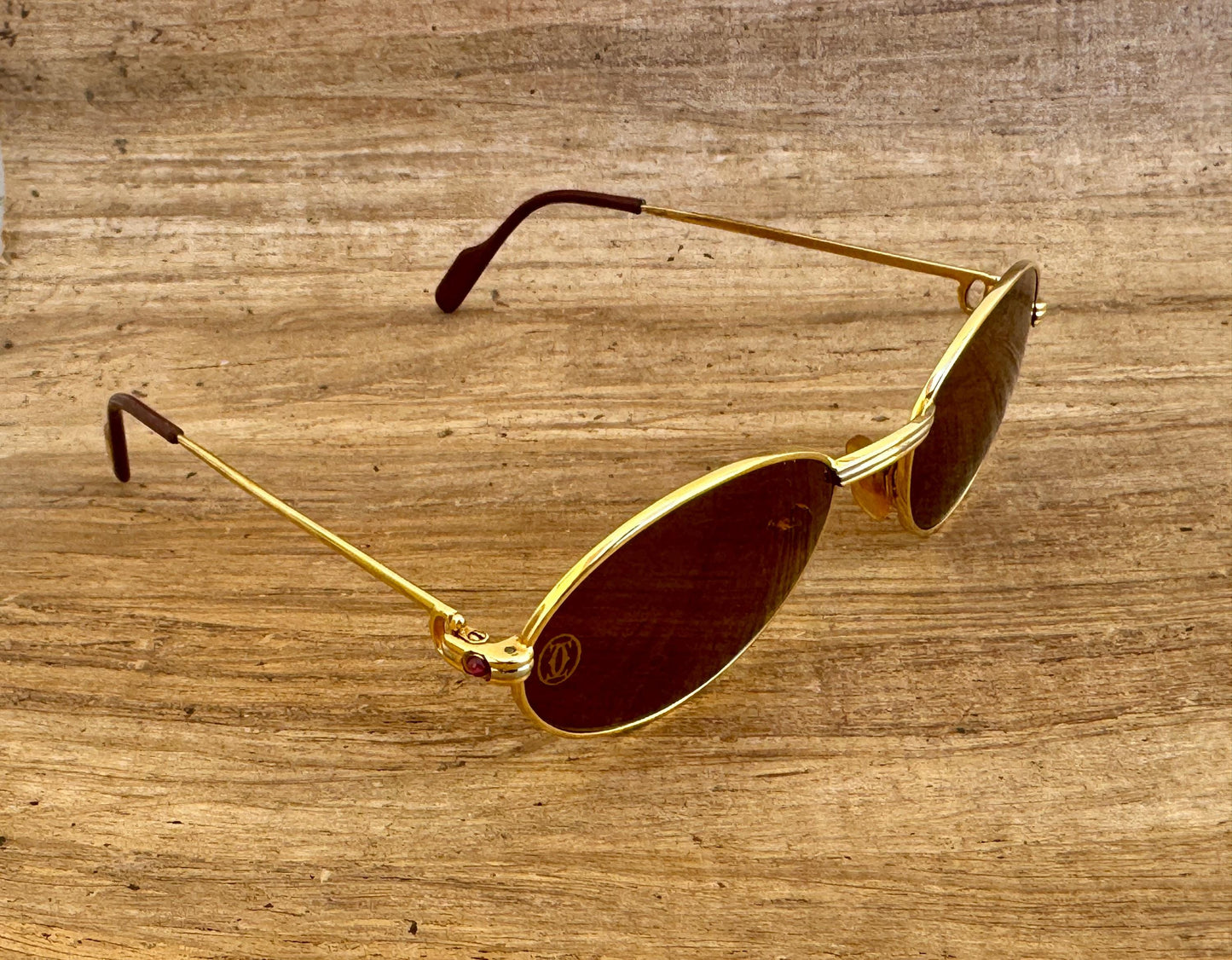 Vintage Cartier Saint Honore Limited Series Sunglasses W/Sapphire Ruby Stone